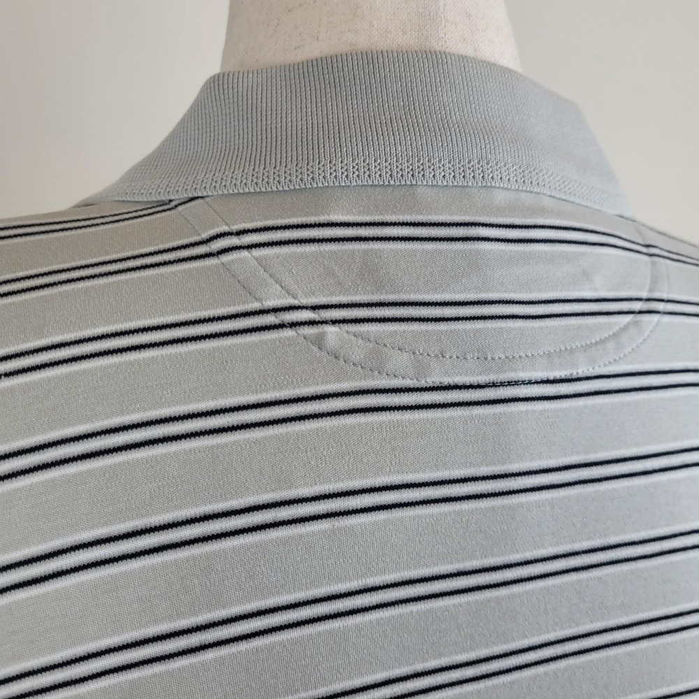 Vintage 90s Hathaway Polo Shirt Mens XXL grey Pima Cotton stripes 3 three button - Picture 15 of 16